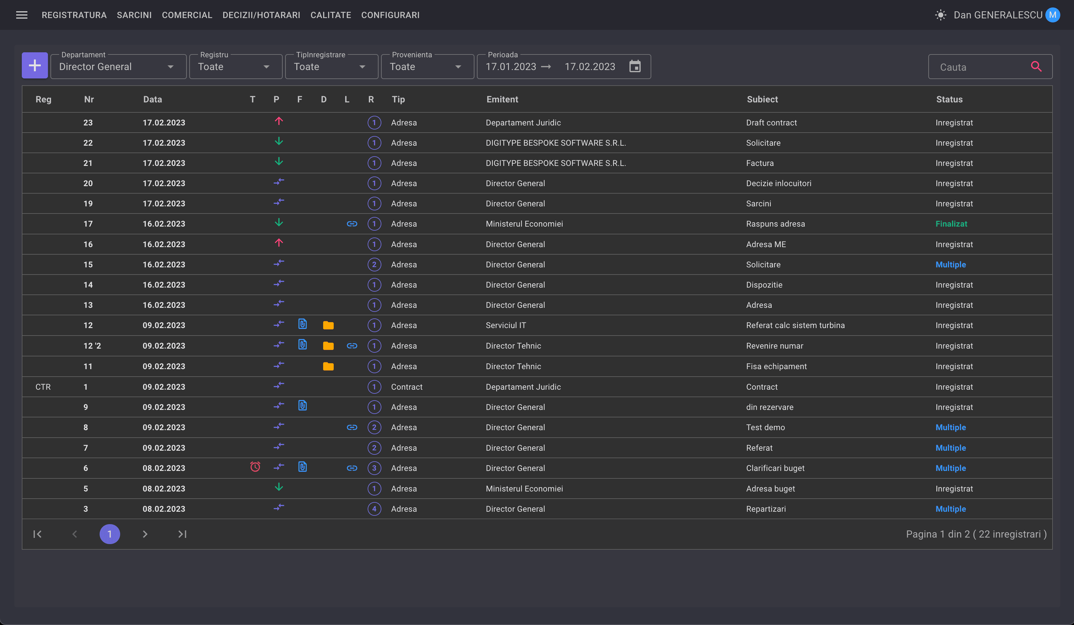 Registratura documente